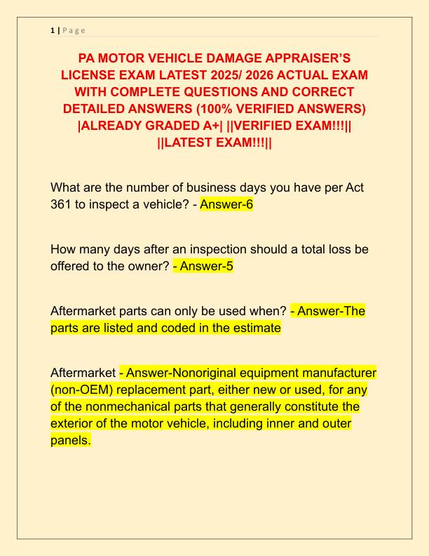 PA MOTOR VEHICLE DAMAGE APPRAISER