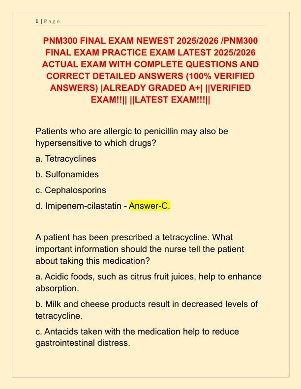 PNM300 FINAL EXAM NEWEST 2025
