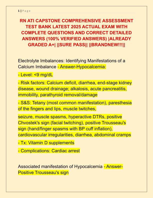 RN ATI CAPSTONE COMPREHENSIVE ASSESSMENT TEST BANK LATEST 2025 ACTUAL EXAM WITH COMPLETE QUESTIONS AND CORRECT DETAILED ANSWERS