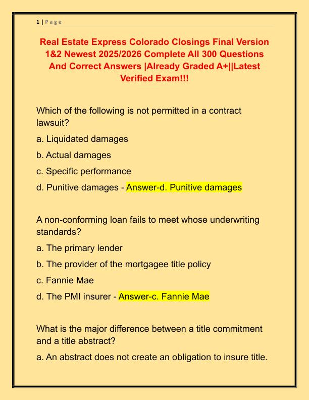 Real Estate Express Colorado Closings Final Version 1