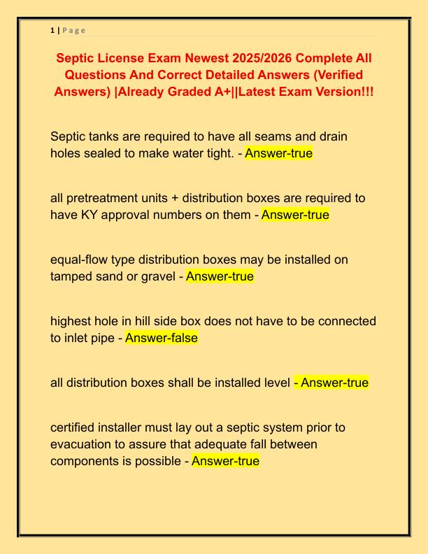 Septic License Exam Newest 2025