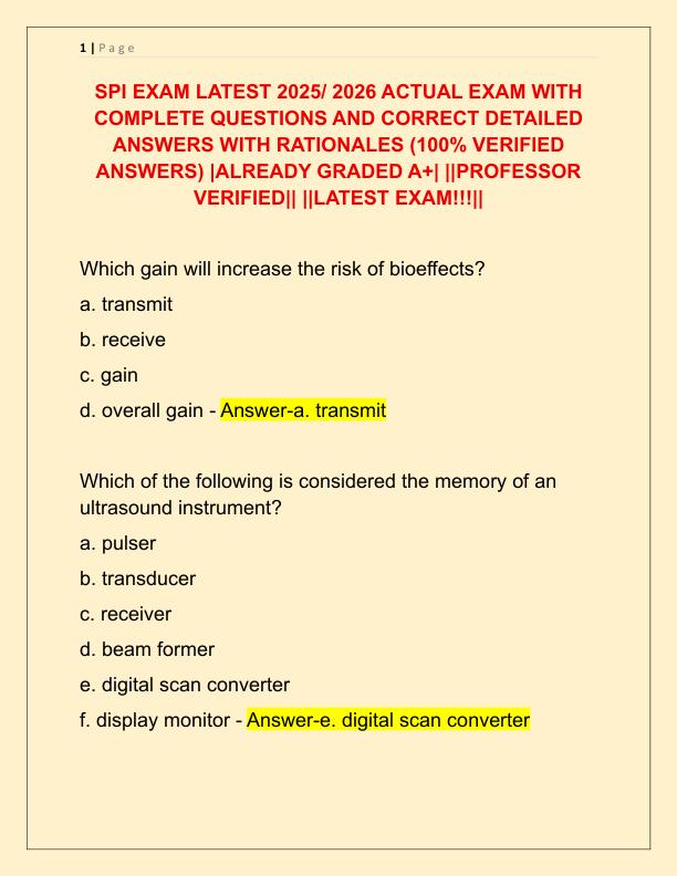 SPI EXAM LATEST 2025