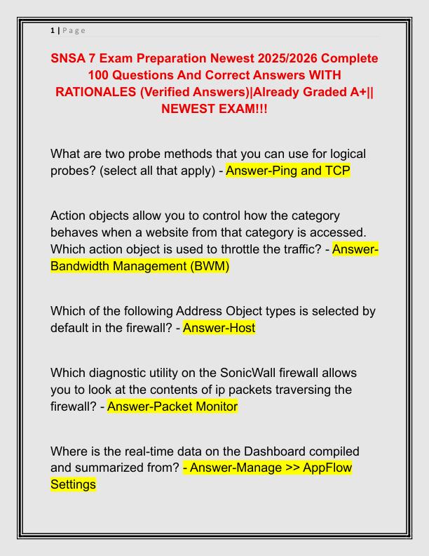 SNSA 7 Exam Preparation Newest 2025