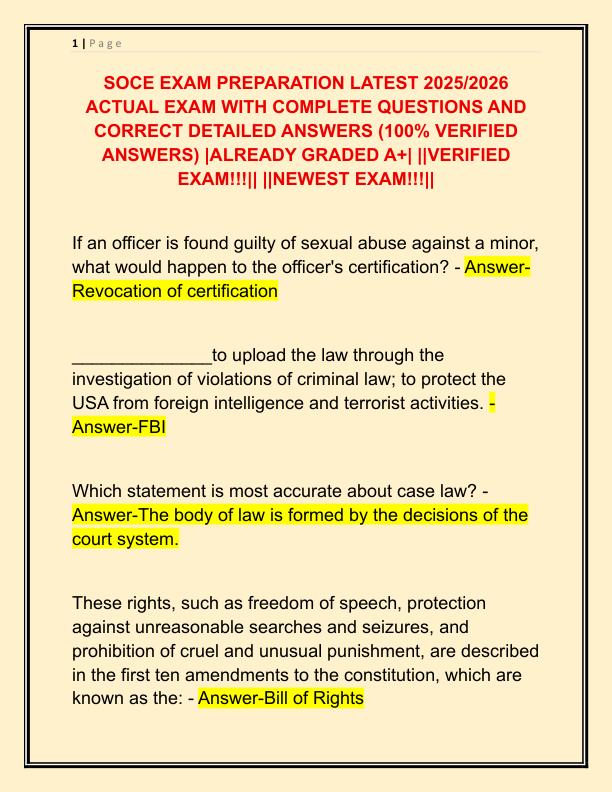 SOCE EXAM PREPARATION LATEST 2025