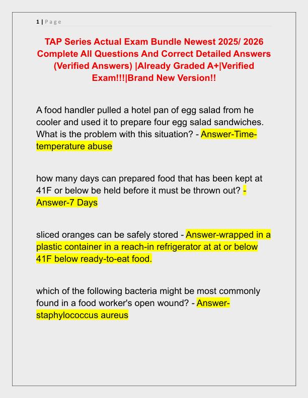 TAP Series Actual Exam Bundle Newest 2025