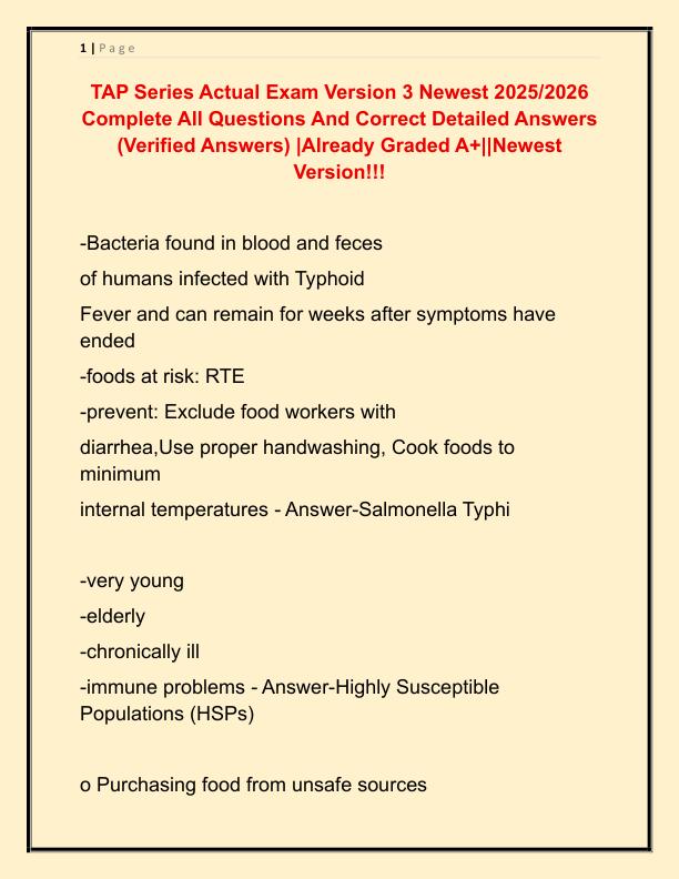 TAP Series Actual Exam Version 3 Newest 2025
