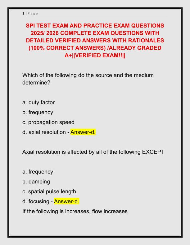 SPI TEST EXAM AND PRACTICE EXAM QUESTIONS 2025