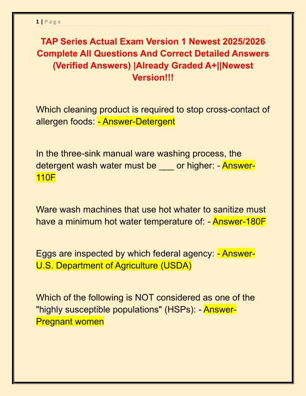 TAP Series Actual Exam Version 1 Newest 2025