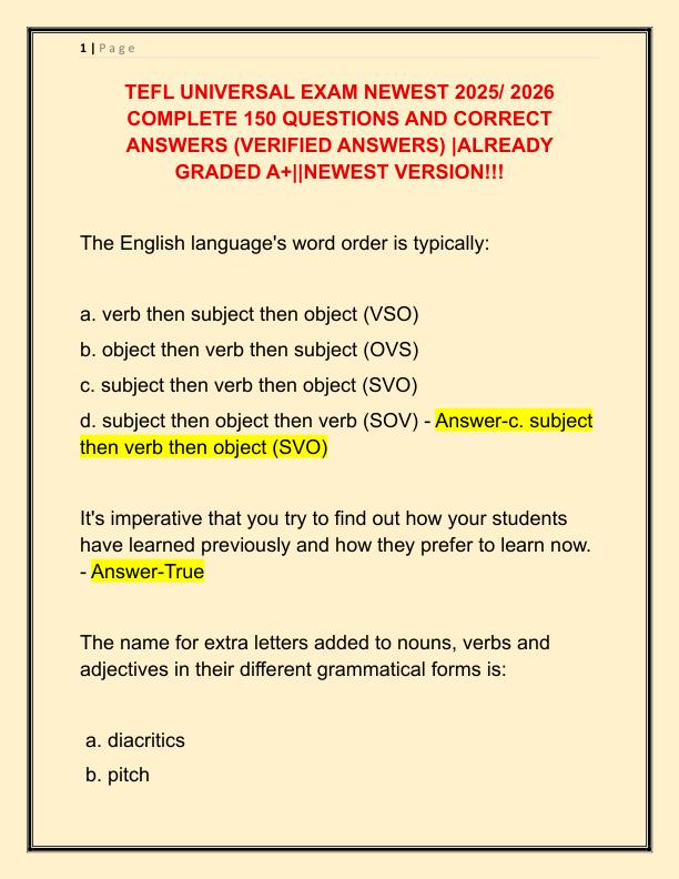 TEFL UNIVERSAL EXAM NEWEST 2025