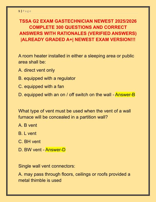 TSSA G2 EXAM GASTECHNICIAN NEWEST 2025