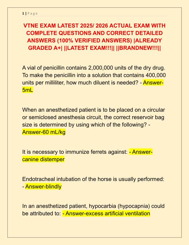 VTNE EXAM LATEST 2025