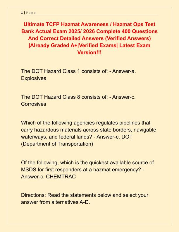 Ultimate TCFP Hazmat Awareness