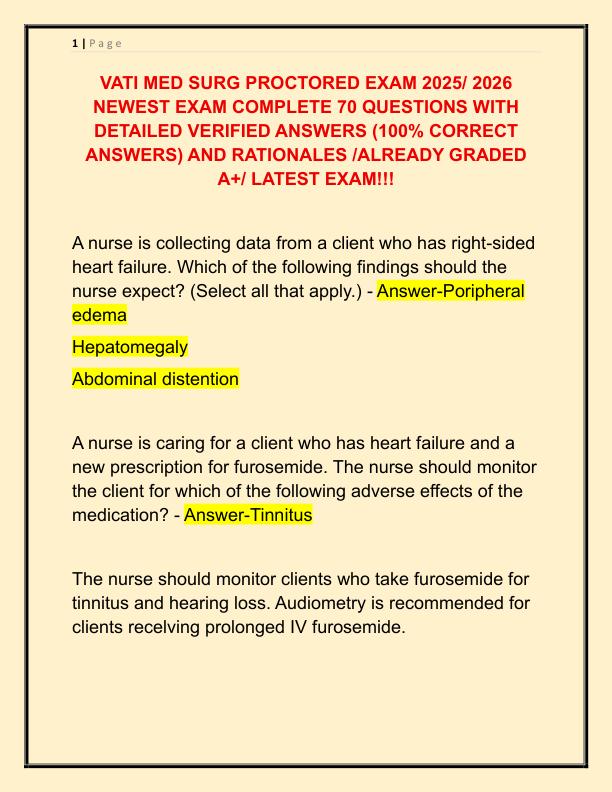 VATI MED SURG PROCTORED EXAM 2025