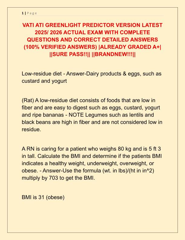 VATI ATI GREENLIGHT PREDICTOR VERSION LATEST 2025