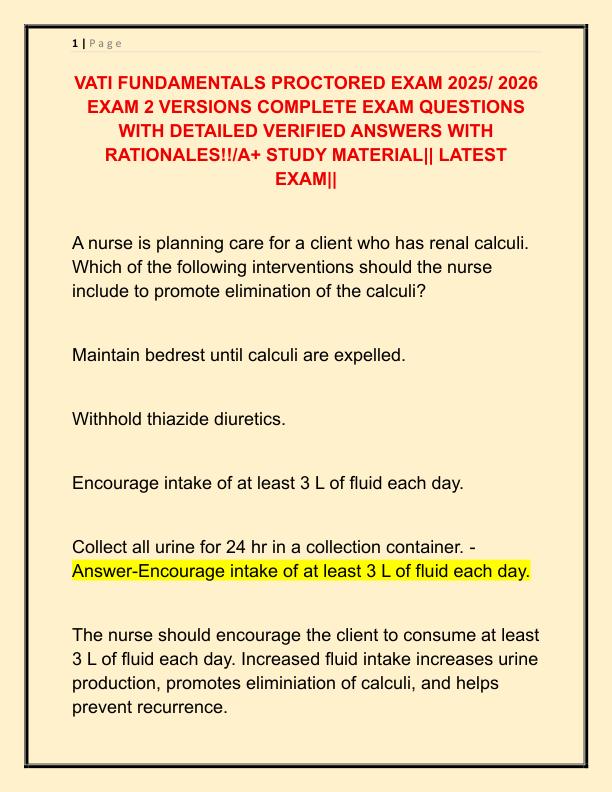 VATI FUNDAMENTALS PROCTORED EXAM 2025