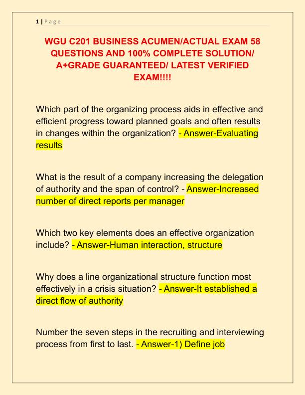 WGU C201 BUSINESS ACUMEN