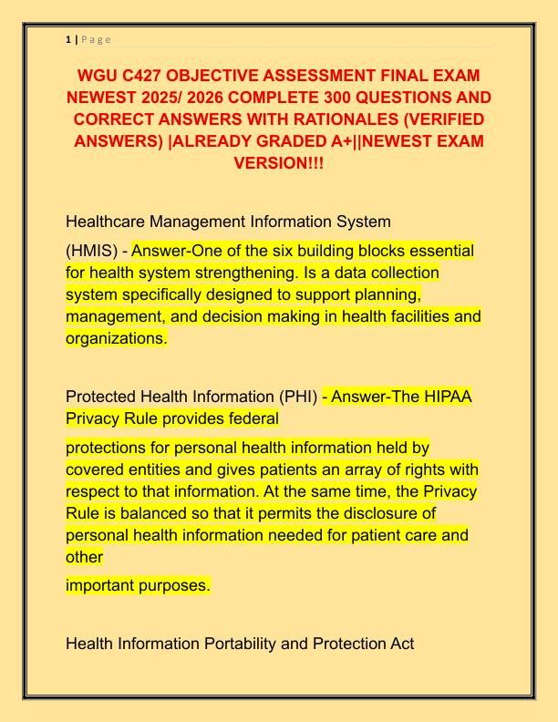 WGU C427 OBJECTIVE ASSESSMENT FINAL EXAM NEWEST 2025