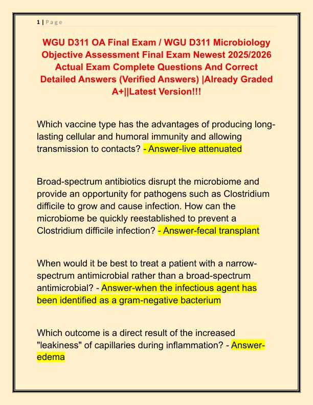 WGU D311 OA Final Exam