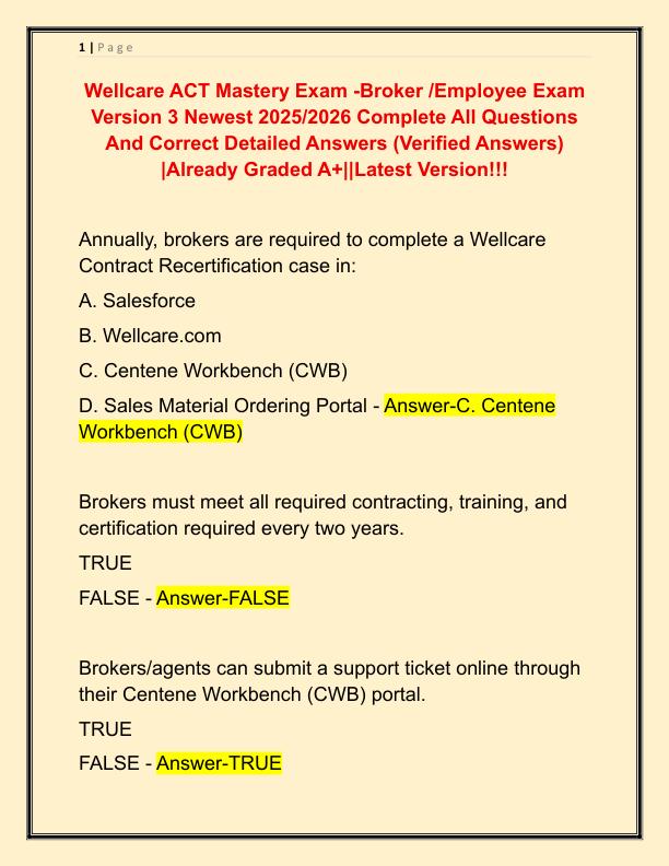 Wellcare ACT Mastery Exam