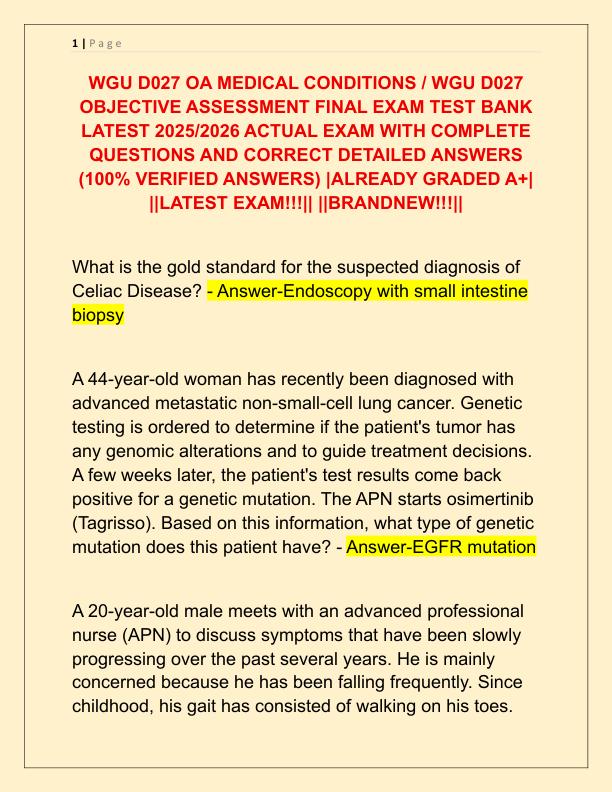 WGU D027 OA MEDICAL CONDITIONS