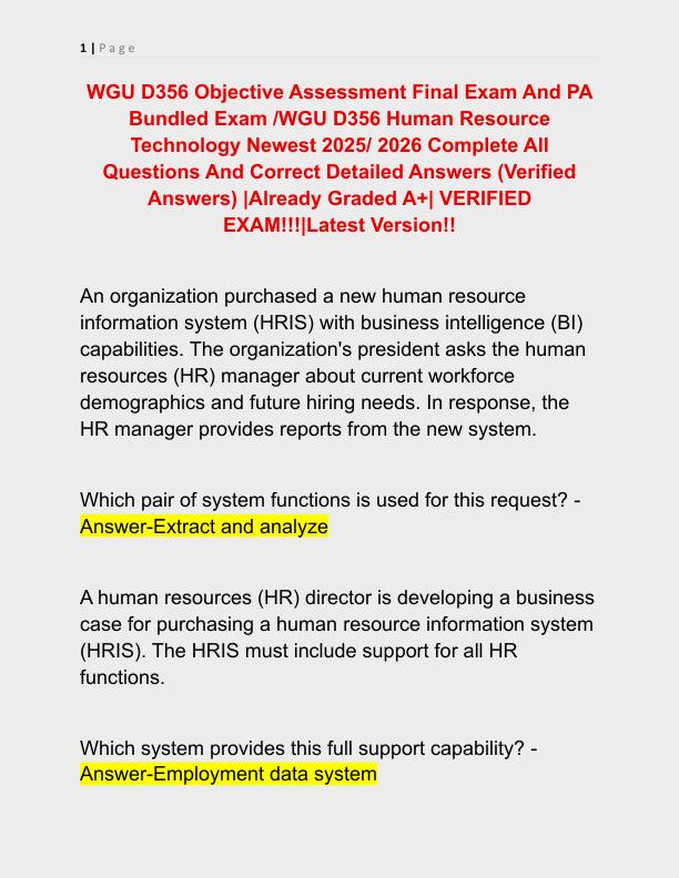 WGU D356 Objective Assessment Final Exam And PA Bundled Exam