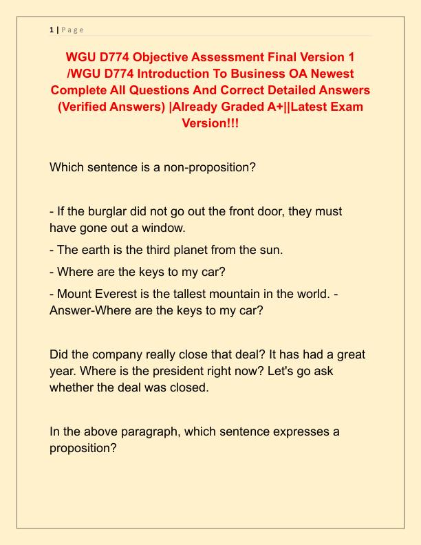 WGU D774 Objective Assessment Final Version 1