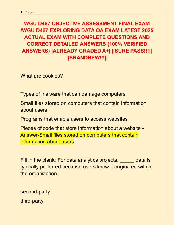 WGU D467 OBJECTIVE ASSESSMENT FINAL EXAM