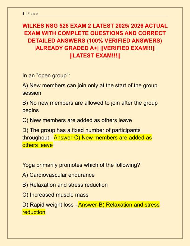 WILKES NSG 526 EXAM 2 LATEST 2025