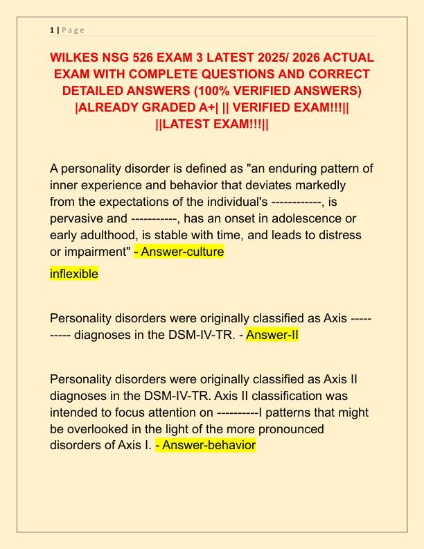 WILKES NSG 526 EXAM 3 LATEST 2025