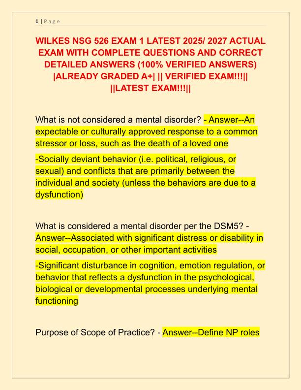 WILKES NSG 526 EXAM 1 LATEST 2025