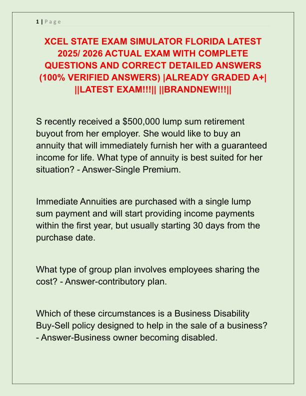 XCEL STATE EXAM SIMULATOR FLORIDA LATEST 2025