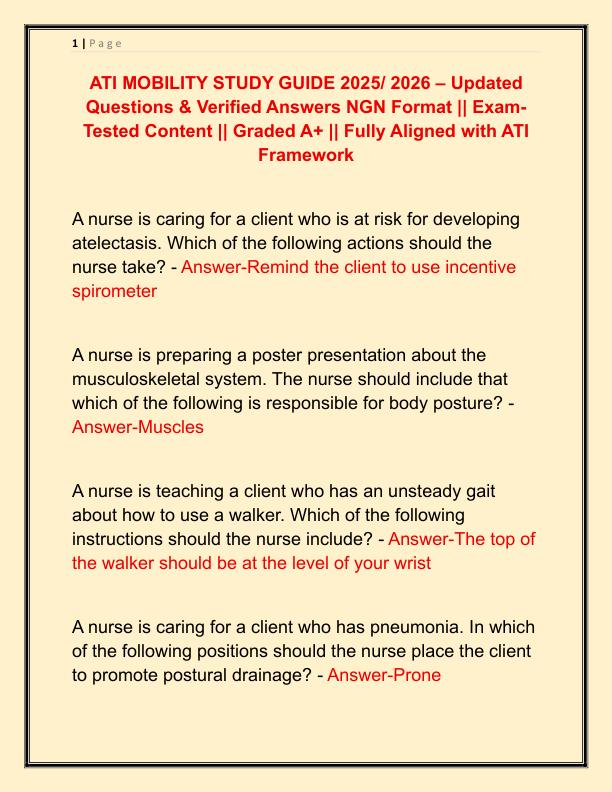 ATI MOBILITY STUDY GUIDE 2025