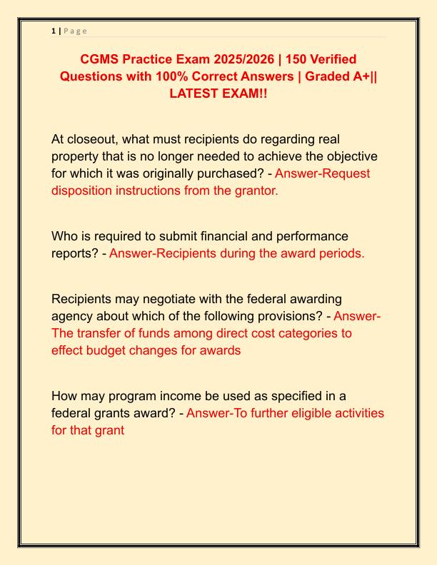 CGMS Practice Exam 2025