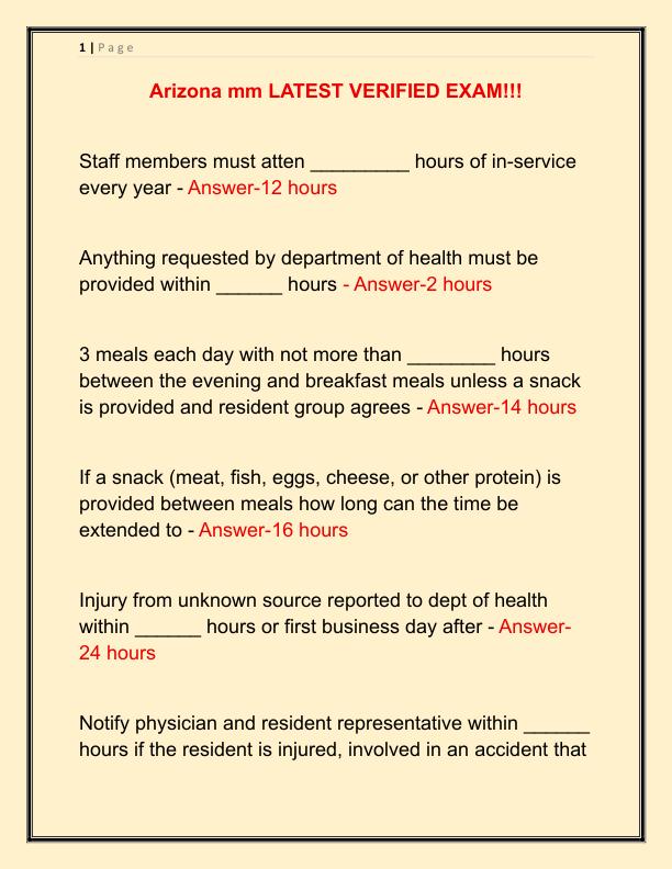 Arizona mm LATEST VERIFIED EXAM