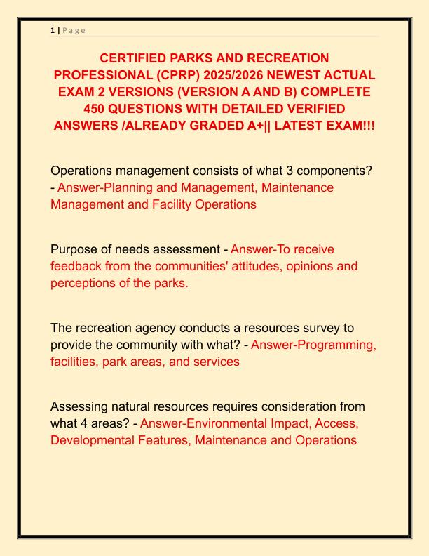 CERTIFIED PARKS AND RECREATION PROFESSIONAL