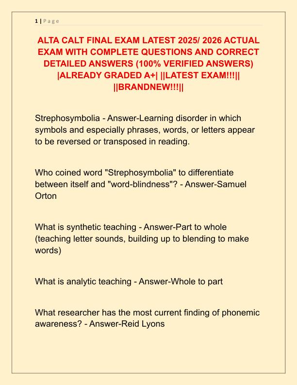 ALTA CALT FINAL EXAM LATEST 2025