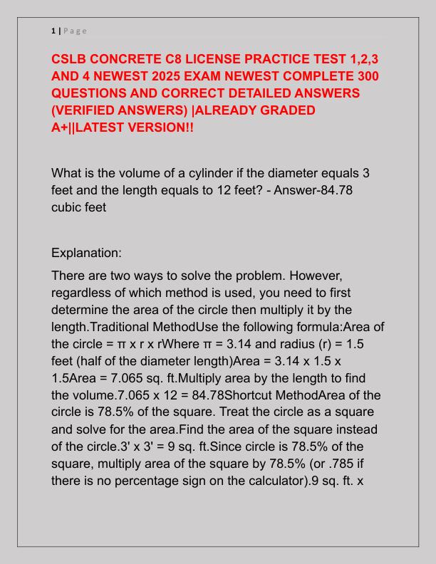 CSLB CONCRETE C8 LICENSE PRACTICE TEST 1