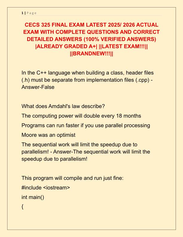 CECS 325 FINAL EXAM LATEST 2025