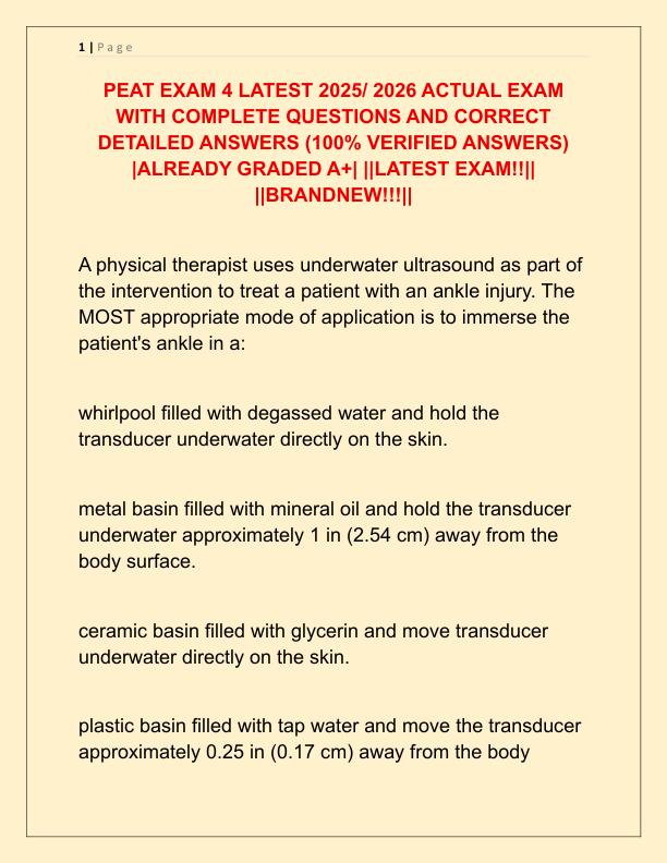 PEAT EXAM 4 LATEST 2025