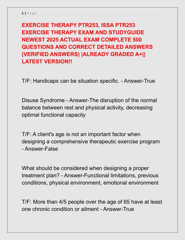 EXERCISE THERAPY PTR253