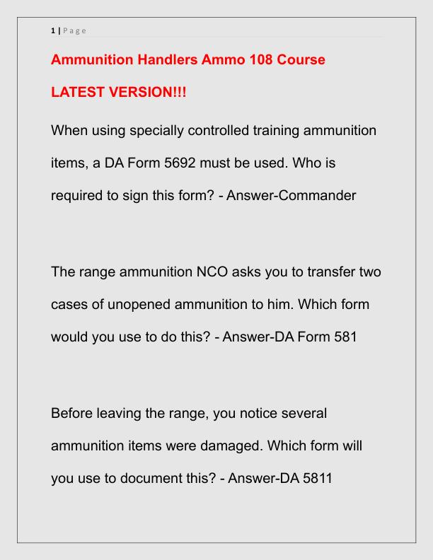 Ammunition Handlers Ammo 108 Course LATEST VERSION
