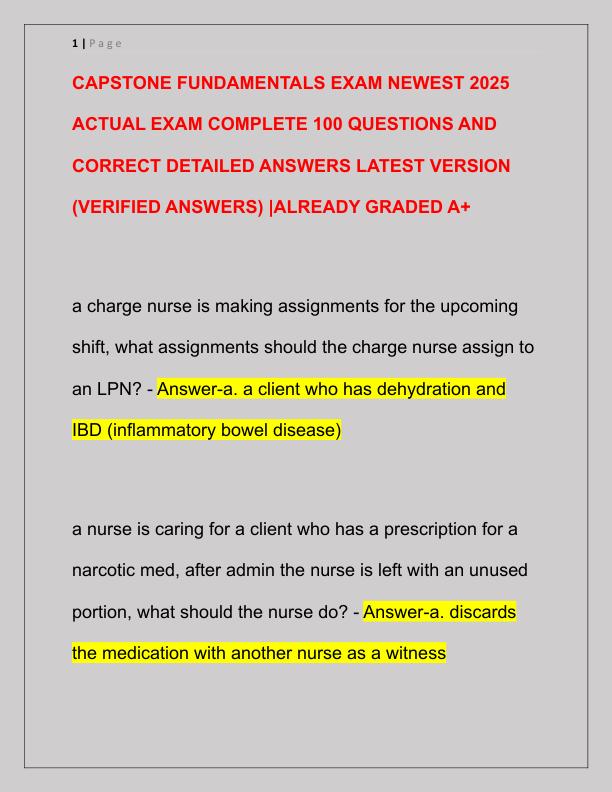 CAPSTONE FUNDAMENTALS EXAM NEWEST 2025 ACTUAL EXAM COMPLETE 100 QUESTIONS AND CORRECT DETAILED ANSWERS LATEST VERSION