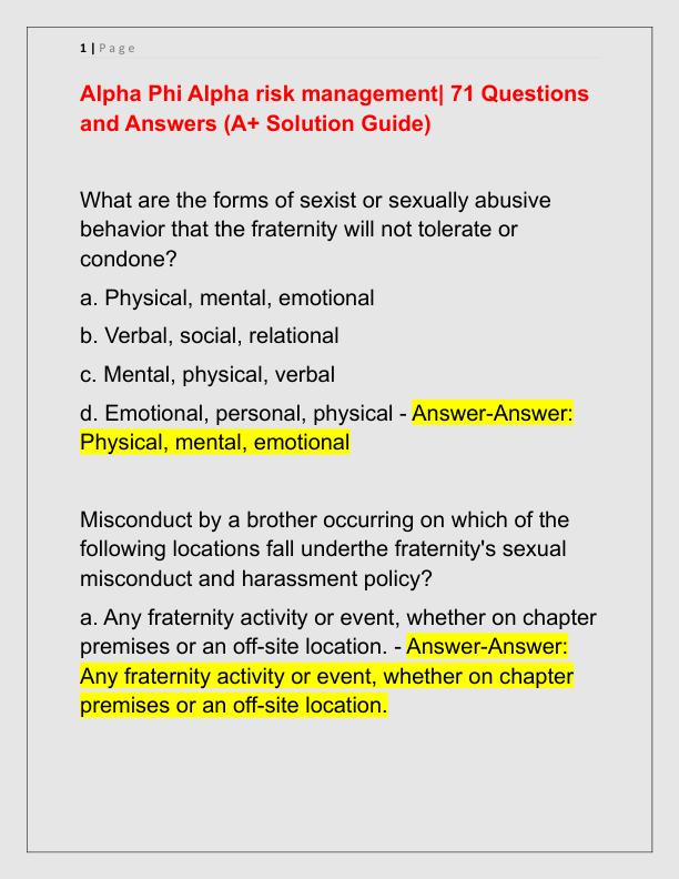 Alpha Phi Alpha risk management