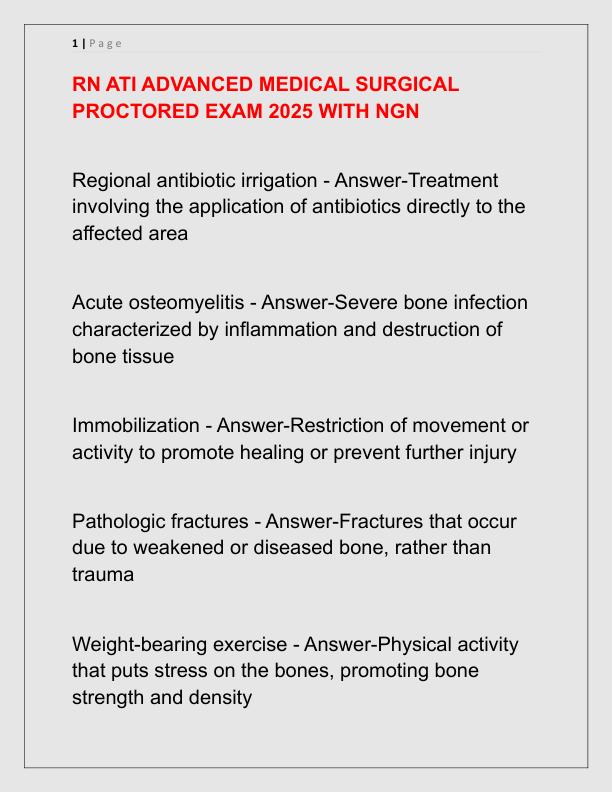 RN ATI ADVANCED MEDICAL SURGICAL PROCTORED EXAM 2025 WITH NGN