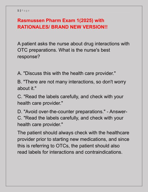 Rasmussen Pharm Exam 2
