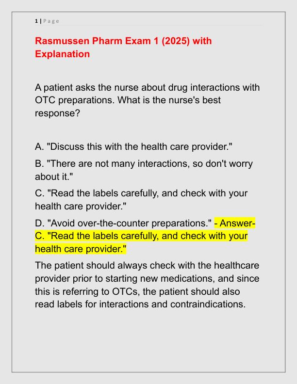Rasmussen Pharm Exam 1