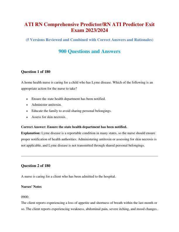 ATI RN Comprehensive Predictor Question Bank 5 Versions Combined