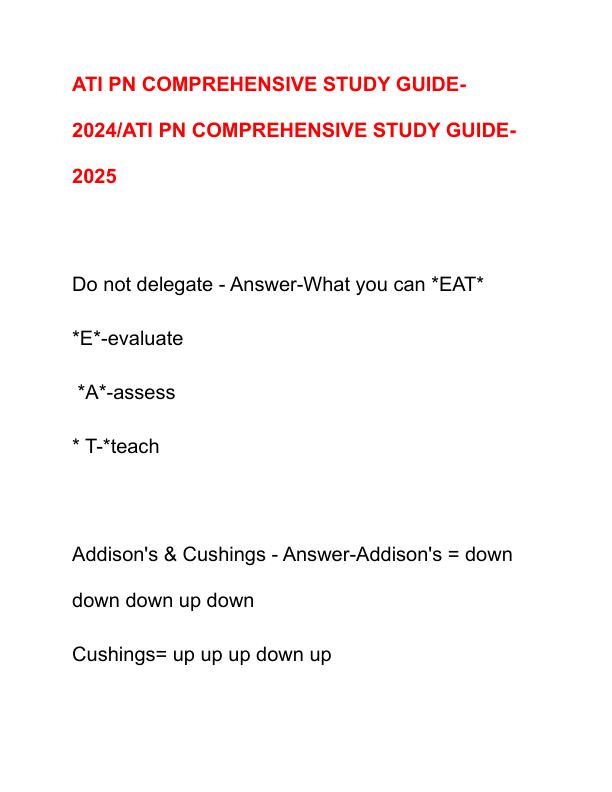 ATI PN COMPREHENSIVE STUDY GUIDE
