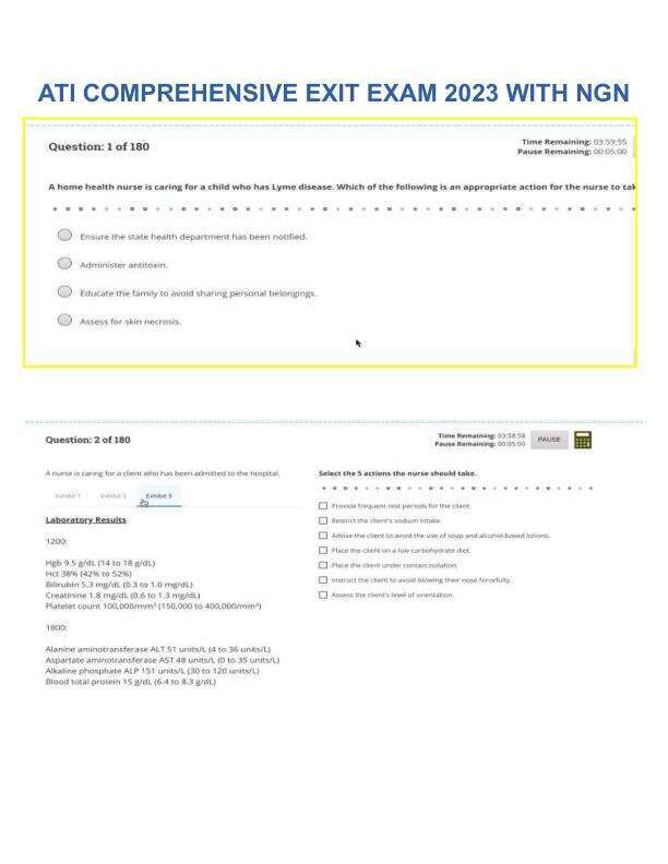 ATI RN COMPREHENSIVE PREDICTOR EXAM 2023 WITH NGN 1st Attempt and Retake Combined (360 Questions)