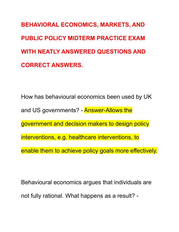 BEHAVIORAL ECONOMICS